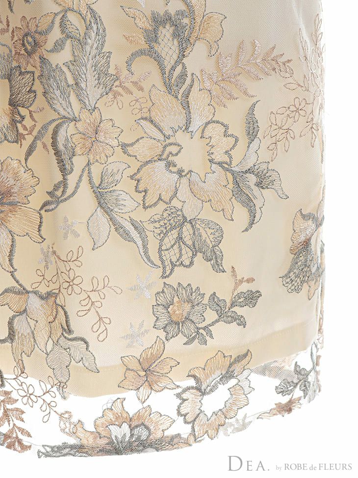 ディア バイ ローブドフルール [DEA] 2584 花柄 レース  フリル袖 ブルー ドレス