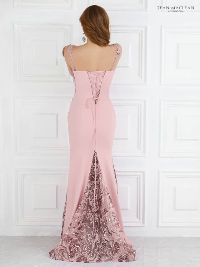 [JEANMACLEAN][ジャンマクレーン]jm-ld-21147 ノースリーブ スパンコール刺繍 ピンク マーメイドロングドレス