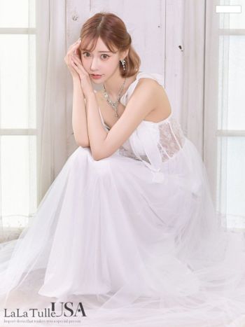 新品 USAロングドレス WHITE Mフォーマル/ドレス