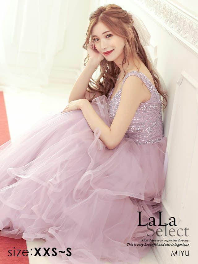 キャバドレス [LaLaTulle select][インポート]llt-ldla822579 ビジュデザイン ノースリーブ　プリンセスロングドレス(ダスティピンク)(XXS/XS/S)[みゆう] 画像1