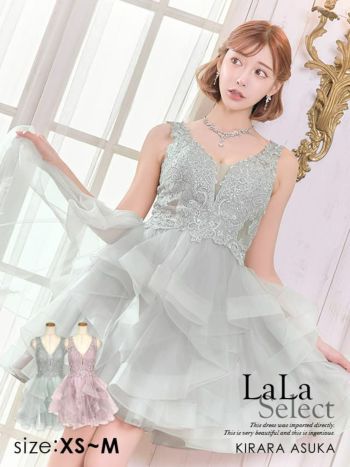 キャバドレス [LaLaTulle select][インポート]llt-ldla823933 ガーリー刺繍レース ノースリーブ　ピンク プリンセスミニドレス(2color)(XS/S/M)[明日花キララ] 画像1３