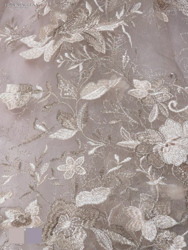 [JEANMACLEAN][ジャンマクレーン]jm-ld-21098 刺繍フラワーレースピンクベージュ プリンセス ロングドレス(2color)(9号サイズ)