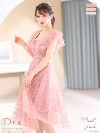 ROBE de FLEURS Glossyシースルー長袖レースドレス ローブドフルール