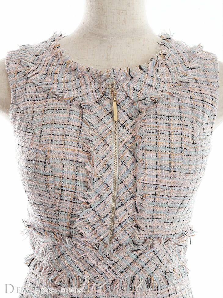 DEA.by ROBE de FLEURS/ディア】アシンメトリーフリル ラメツイード  