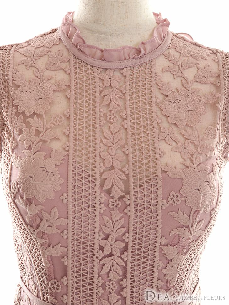 キャバドレスDEAbyROBEdeFLEURS[ディアバイローブドフルール] de-md-de2665 レースノースリーブマーメイドドレス(アイボリー/ブラック/ピンク)(S/M/L)[ゆめ着用]