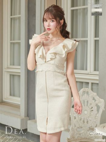 ディア バイ ローブドフルール [DEA] 2705 ラメツイード フリルミニドレス(グレー/アイボリー/ブラック)[ゆめ]