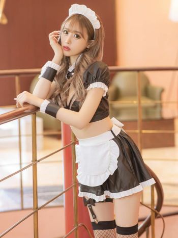 レザー セクシー メイド ハロウィンコスプレ