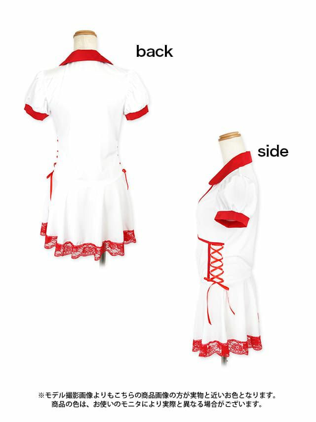 サイドレースアップ レース ミニスカート ナース ハロウィンコスプレ[みゆう][824214]