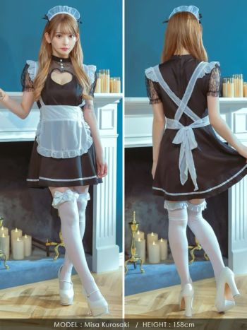 ミニスカート バストハートカット シアー メイド ハロウィンコスプレ[黒崎みさ/ERENA][825114]