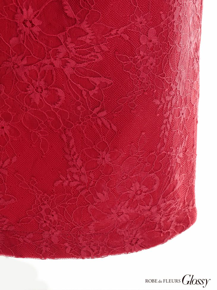 ROBEdeFLEURS Glossy[ローブドフルール グロッシー]デコルテビジュー チョーカー ストレッチ ホルターネック ワンカラー ミニドレス(レッド/ブラック/ホワイト/ブルー)[真優川咲][2818-2]