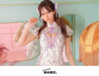 anier.ROBE[アニエルローブ]レースアップｘサイドパールチェーンチャイナドレス ハロウィンコスプレ[ヘッドアクセ付き][4017-0]