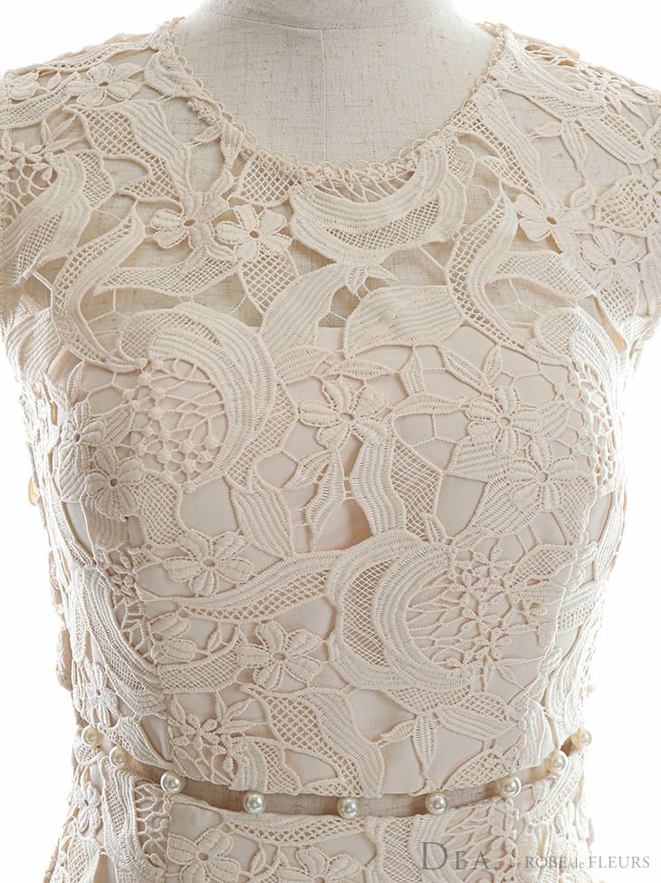 ディア バイ ローブドフルール[DEA by ROBEdeFLEURS]総レース マーメイドスカート ノースリーブ ひざ丈ドレス[ゆめ][2809]