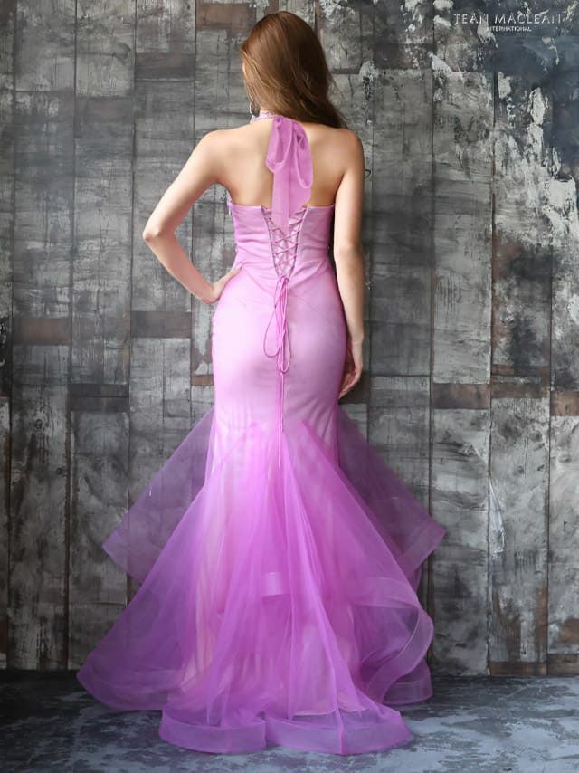 ジャンマクレーン JEANMACLEAN ホルターネック デザイン ビジュー マーメイド ロングドレス(ロイヤルシャンパン/ラベンダーシャンパン)[KAREN][11018-0]
