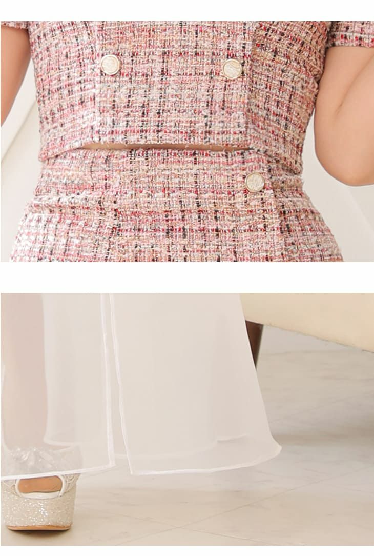 ディア バイ ローブドフルール[DEA]ラメツイード オーガンジー セットアップ 半袖ドレス[ゆめ][2651a]