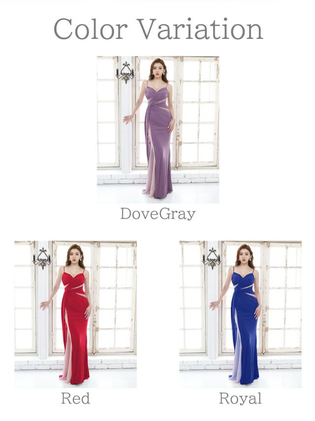 ジャンマクレーン[JEANMACLEAN]シアーカットデザイン ワンカラー キャミソール タイトロングドレス[カレン][25803-0]