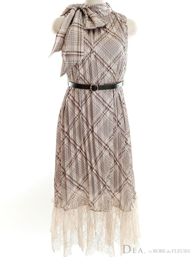 ディア バイ ローブドフルール[DEA]チェック柄 x ノースリーブマキシワンピース[ゆめ][2647]