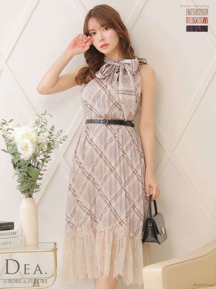 ディア バイ ローブドフルール[DEA]チェック柄 x ノースリーブマキシワンピース[ゆめ][2647-0]