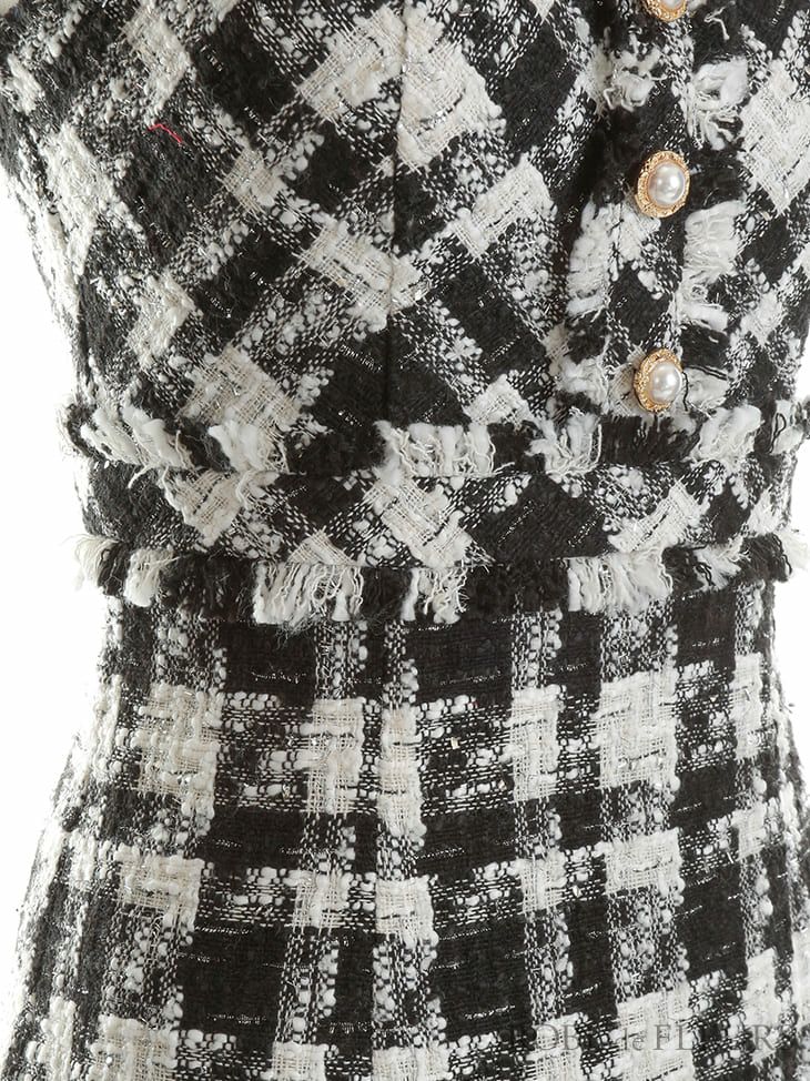 ROBE de FLEURS[ローブドフルール]ビジュ襟 ツイード フリルノースリーブ フレア 高級ミニドレス[XS/Lあり][明日香レイナ/キャバドレス着用][2494a]