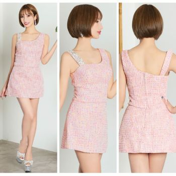 AngelR [エンジェルアール]ショルダービジュー ツイード セットアップ マイクロ ミニドレス[23801-0]