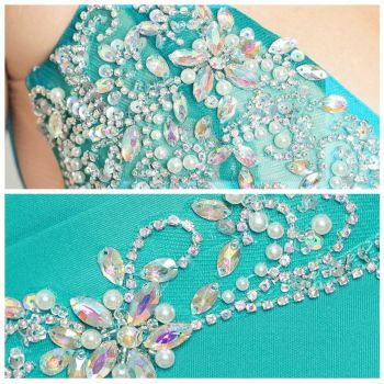 AngelR [エンジェルアール]バストスパンコール パールビジュー タッククロス ロングドレス[23806]