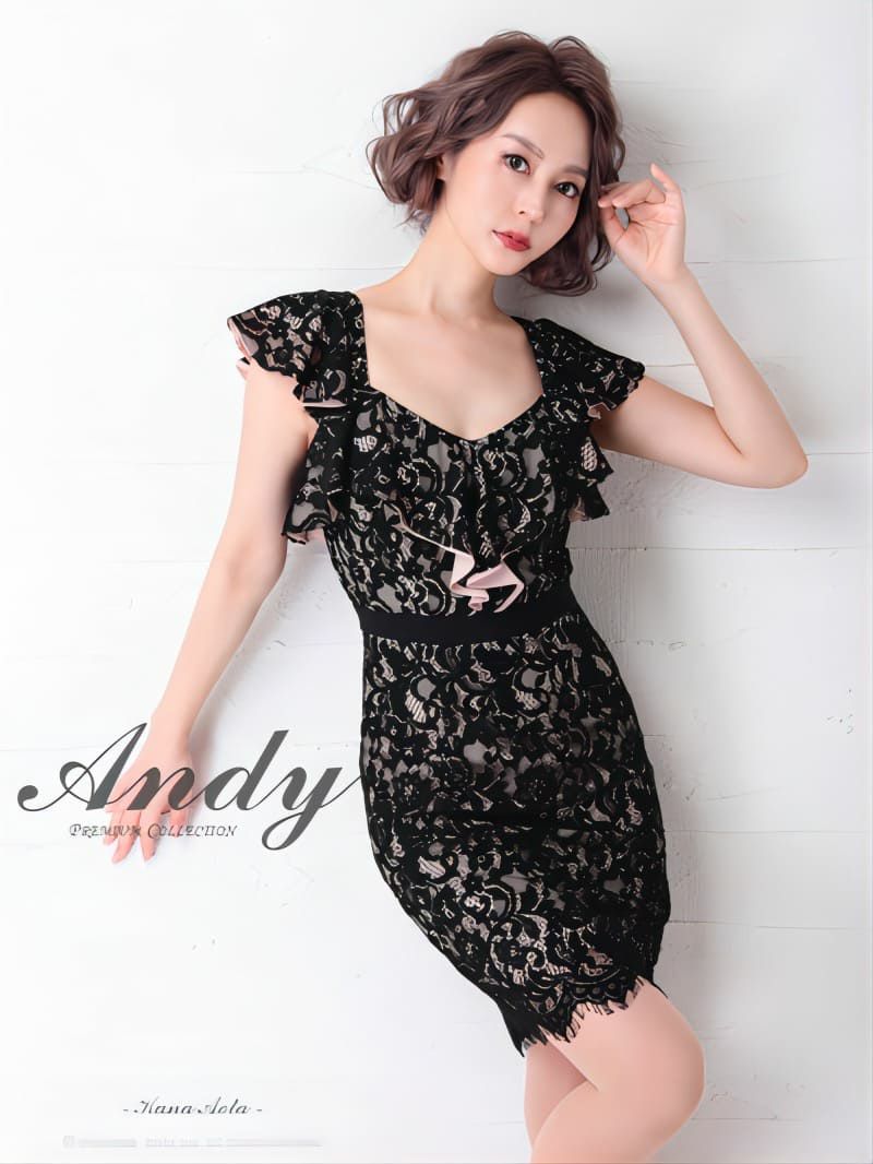 Andy/アンディ】フラワーレースバックリボン タイトミニドレス  
