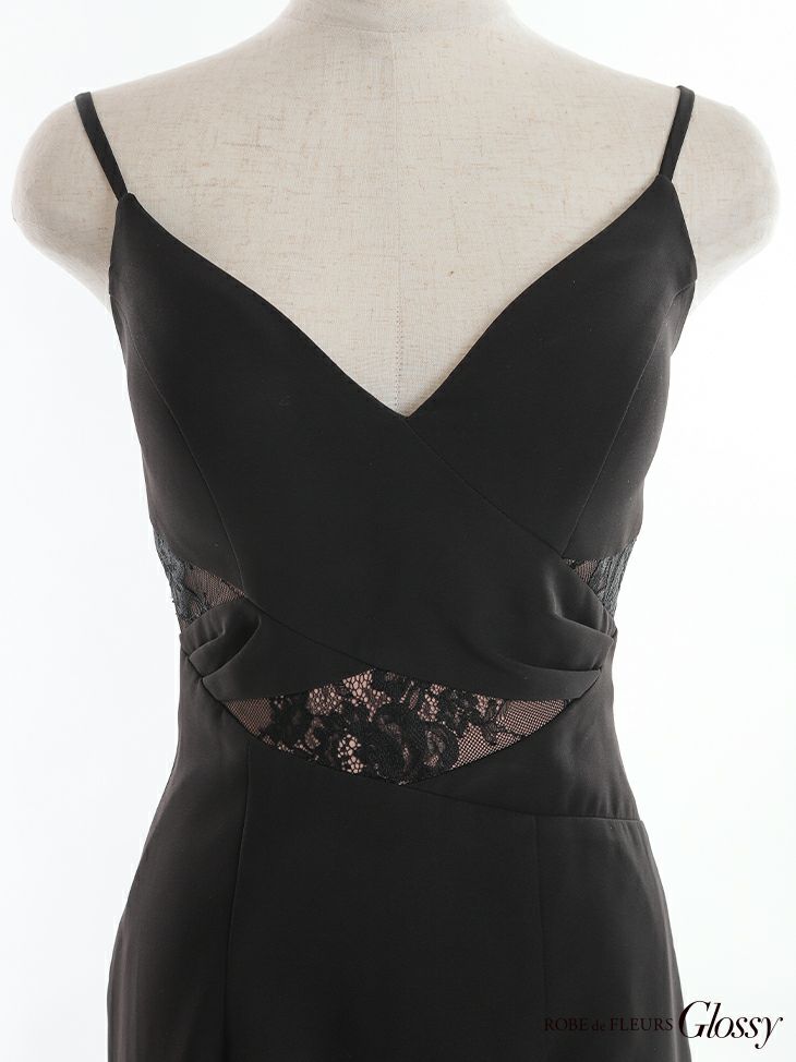 ROBEdeFLEURSGlossy[ローブドフルールグロッシー]レース フリルマーメイド キャミソール ロングドレス[3110]