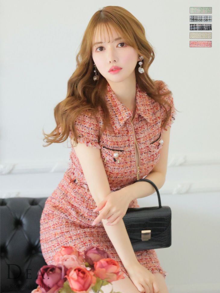 DEA.by ROBE de FLEURS/ディア】フロントジップ チェック ツイード  