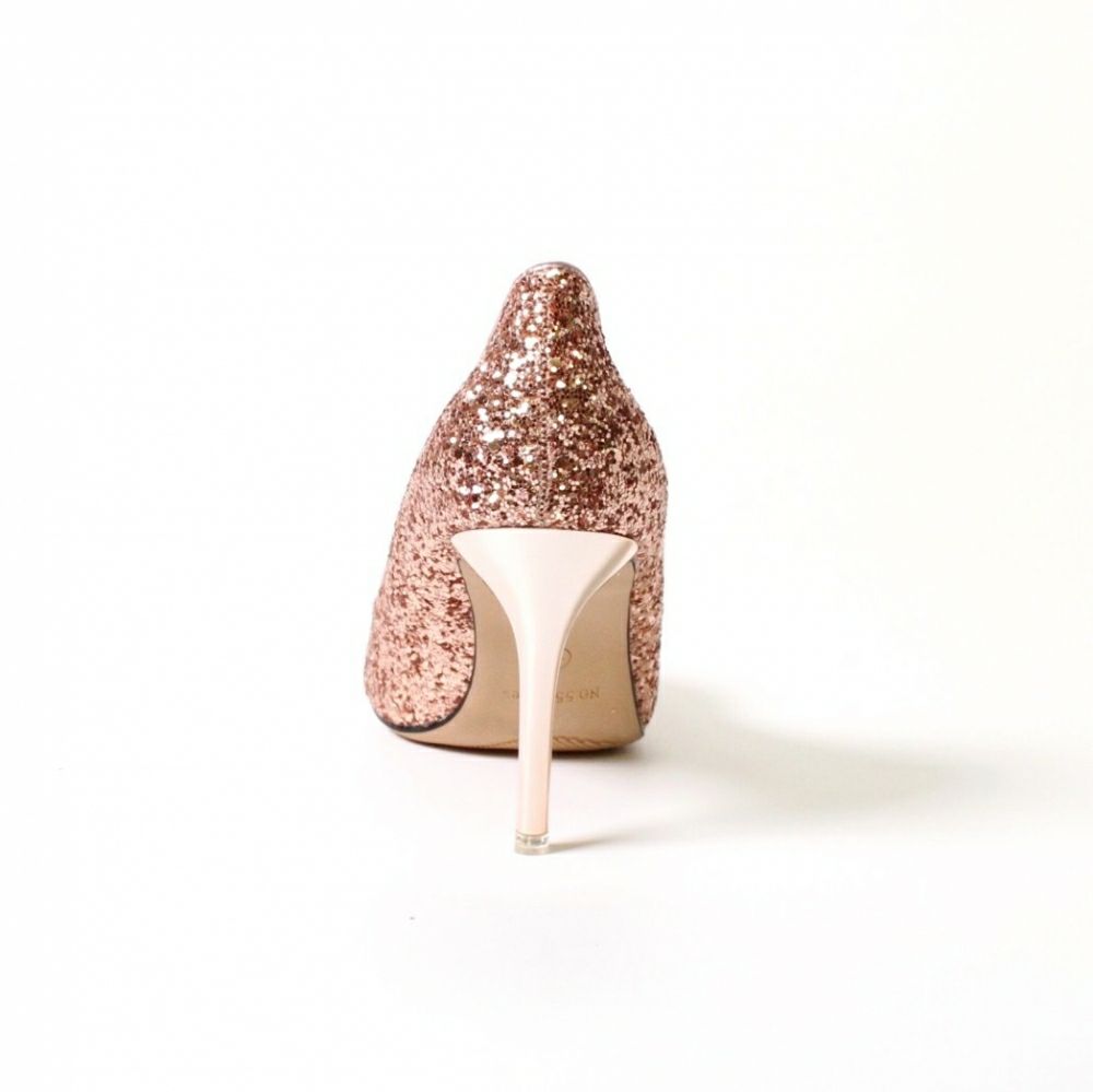 キャバパンプス girlsmall[ガールズモール] グリッター ラメ ポインテッドトゥ ピンヒール パンプス[ホワイト][23.0cm～24.5cm][9cmヒール]