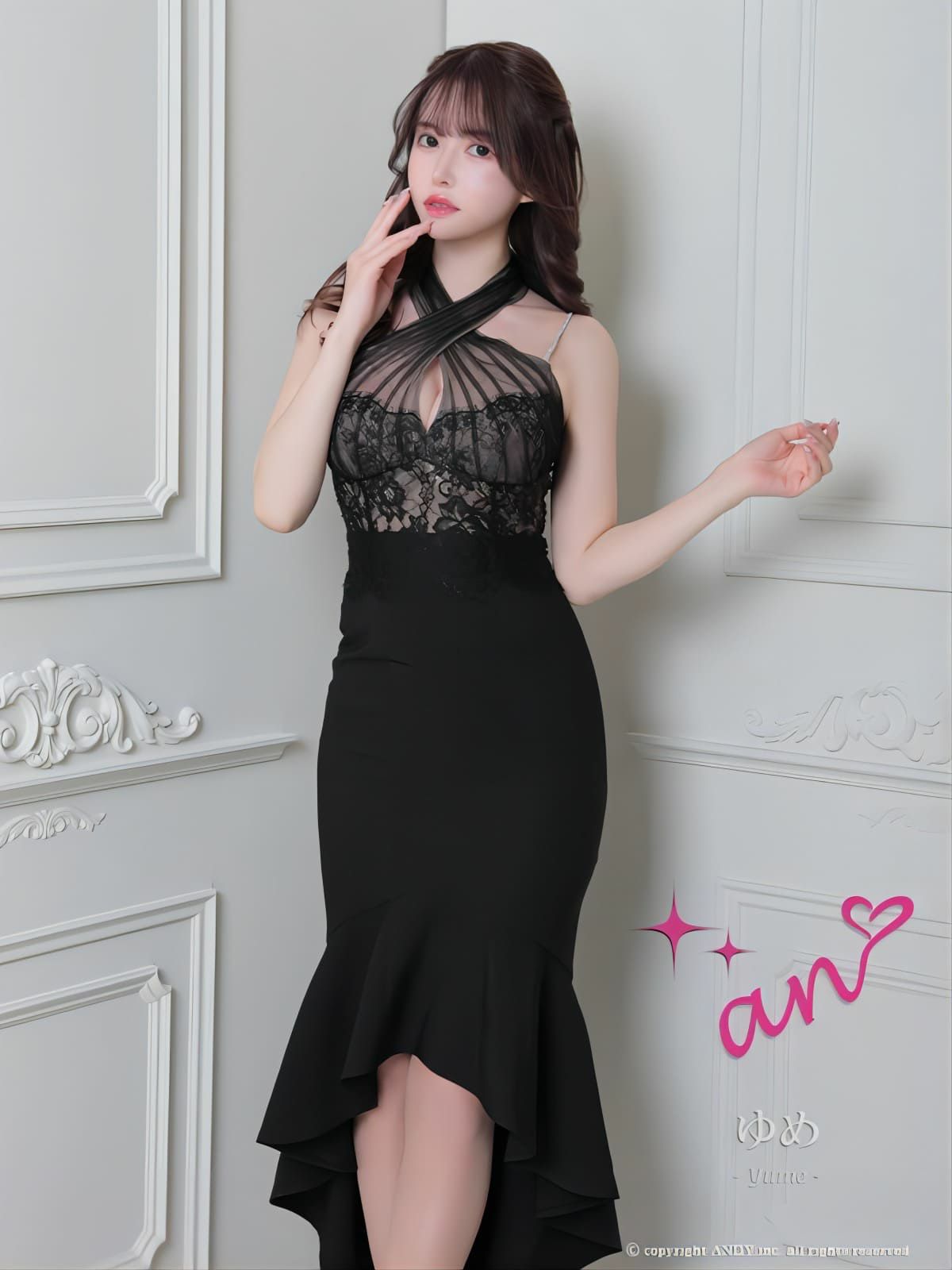 an/アン】クロス バックリボン ワンカラー マーメイド高級  