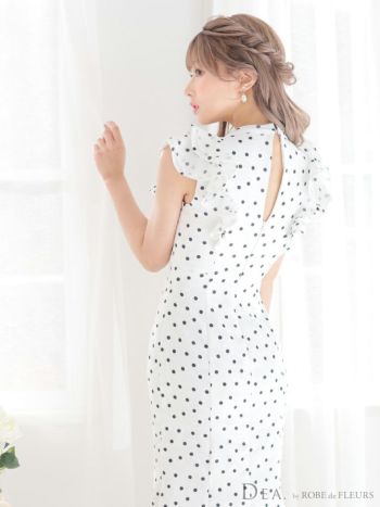 レビュー高評価の商品!の商品をすべて ROBE DEA.by de フリルリボン ドット柄 FLEURS/ディア】セクシー スーツ・フォーマル・ドレス