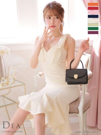 【DEA.by ROBE de FLEURS/ディア】ショルダーリボン マーメード ノースリーブ タイトひざ丈ドレス