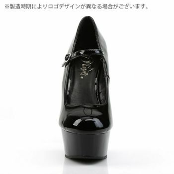 キャバヒール PLEASER [プリーザー][インポート] ストラップ付き エナメル ワンカラー アーモンドトゥ 厚底 ハイヒール キャバ パンプス[ブラック][22.8cm～25.4cm][14.5cmヒール][送料無料]