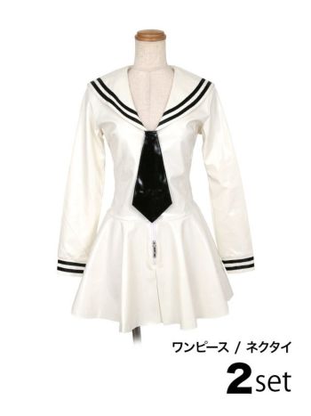 2点set エナメルレザーCuteミニセーラー服 [ワンピース＋ネクタイ][PyunA./伊藤桃々/コスプレ着用]