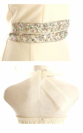 ROBE de FLEURS[ローブドフルール]ビジュホルター リボン ワンカラー セットアップ マーメイド タイト 高級ミニドレス[ミント][如月れい/キャバドレス着用][3202-1]