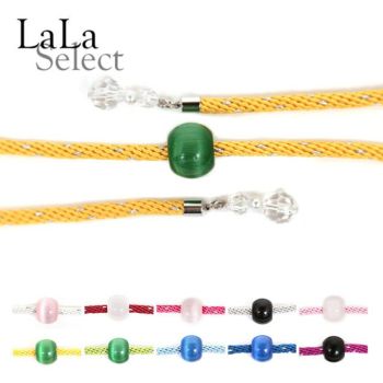 [浴衣飾り帯紐] 天然石とんぼ玉クリスタルビーズ飾り帯紐 １０色展開(イエロー/イエローグリーン/ライトブルー/ブルー/パープル/レッド/ピンク/ライトピンク/ホワイト/シルバー)