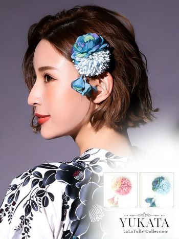 [髪飾り]ぼかししだれ花クリップ ヘアアクセサリー(ピンク/ブルー)