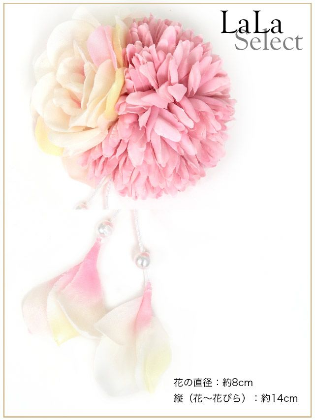 [髪飾り]ぼかししだれ花クリップ ヘアアクセサリー(ピンク/ブルー)