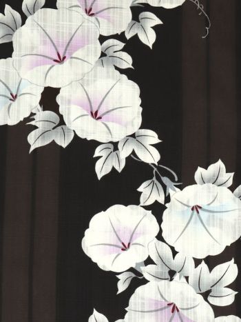 [浴衣 帯が選べる]黒色×朝顔柄 ゆかた3点SET[浴衣+平帯or作り帯+下駄][伊藤桃々着用]