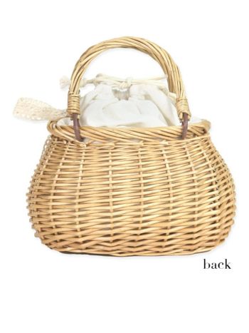 水着小物 レースりぼん付き ナチュラルカラー ラウンド かごバッグ