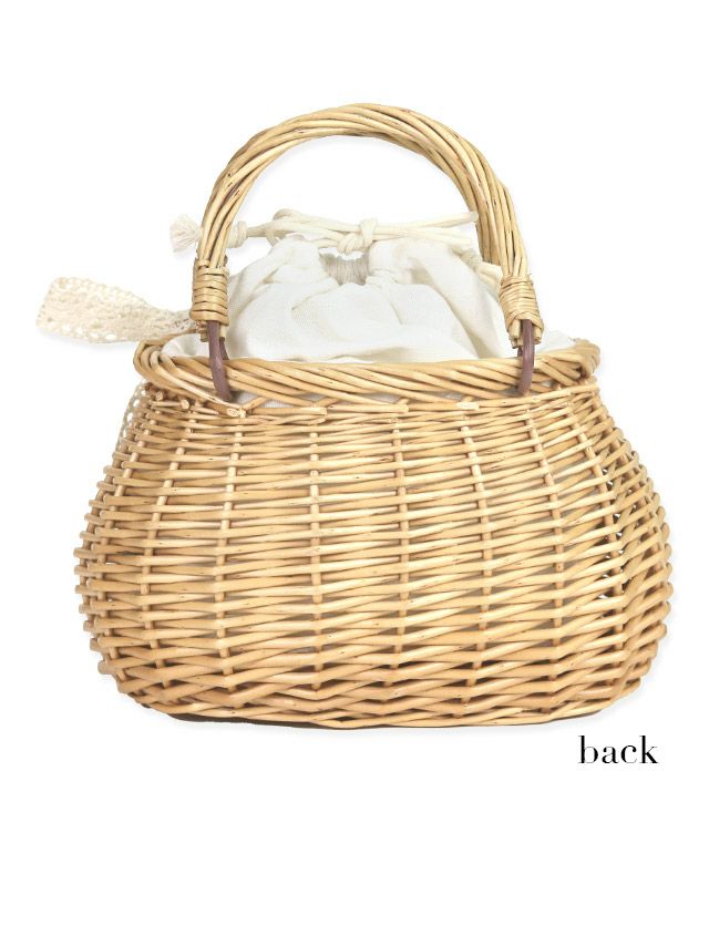 水着小物 レースりぼん付き ナチュラルカラー ラウンド かごバッグ