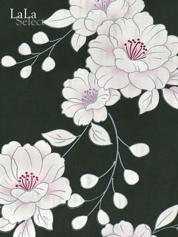 [浴衣]深緑×花柄 ゆかた3点SET[浴衣+兵児帯+下駄][ゆんころ着用]