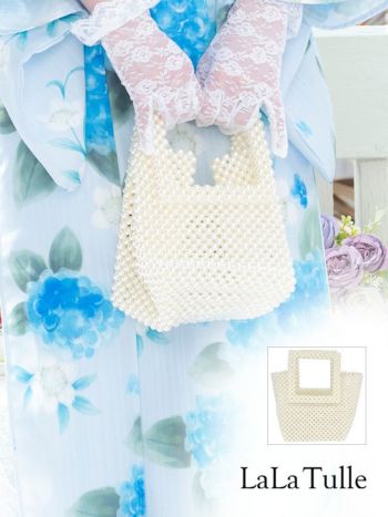 [浴衣バッグ]ホワイトパールスクエアミニバッグ