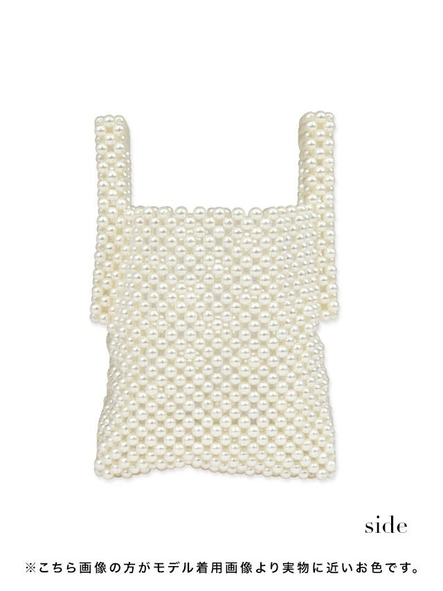 [浴衣バッグ]ホワイトパールスクエアミニバッグ
