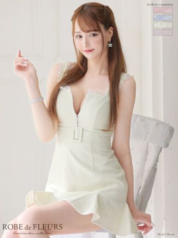 ROBE de FLEURS / ローブドフルールツイードｘドットチュールドレス ROBE de FLEURSローブドフルール・ドレスツイードドレス XSサイズあり