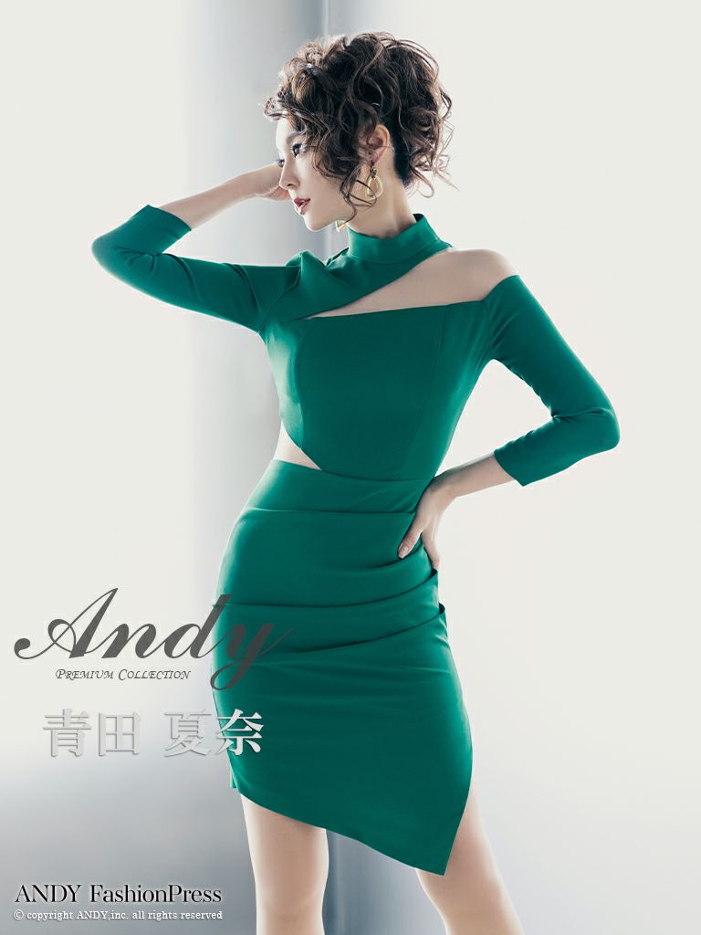 Andy/アンディ】ワンカラーハイネック カットアウトアシメ 袖あり  