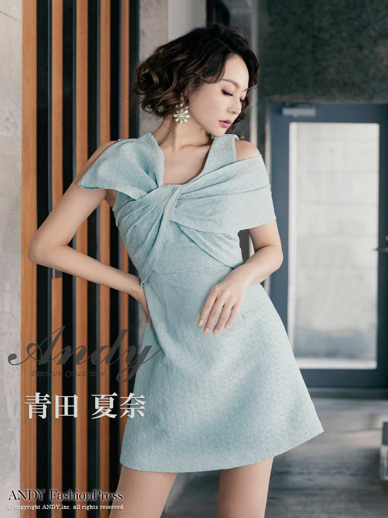 Andy/アンディ】デコルテクロスリボン花柄ジャガード ワンカラー  