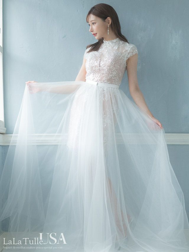 新品 USAロングドレス WHITE Mフォーマル/ドレス
