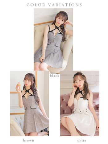 ROBEdeFLEURS/ローブドフルール】キャミソール 千鳥柄 ツイード リボン