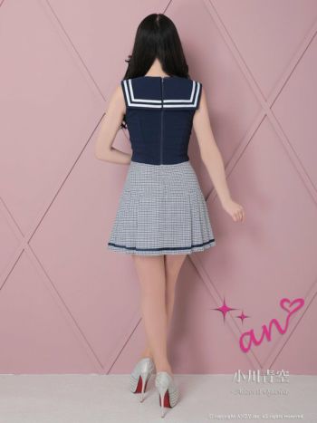 送料無料！】ツイードAラインミニドレス/ノースリーブ/チェック