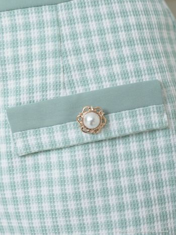 キャバドレス ミニ ドレス an アン ギンガム チェック柄 スクエア ネック セットアップ ジップデザイン 半袖 タイトミニドレス